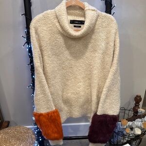 Zara Cream Sweater with Orange and Brown Accents. Smoke free home.